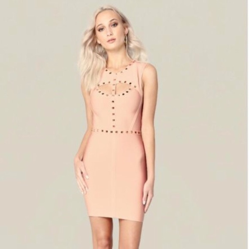 Bebe studded keyhole dress